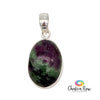 Ruby Zoisite Oval Sterling Silver Pendant