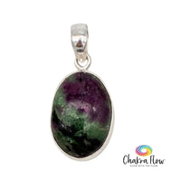 Ruby Zoisite Oval Sterling Silver Pendant