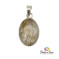 Rutilated Quartz Oval Sterling Silver Pendant