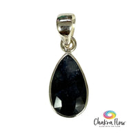 Faceted Sapphire Teardrop Sterling Silver Pendant