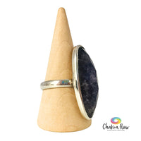 Faceted Sapphire Sterling Silver Ring Size 8 Side View