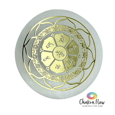 Selenite Round Charging Plate - Lotus
