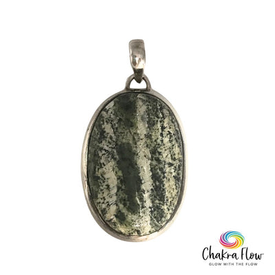 Green Serpentine Sterling Silver Pendant