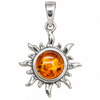 Baltic Amber Sunburst Sterling Silver Pendant