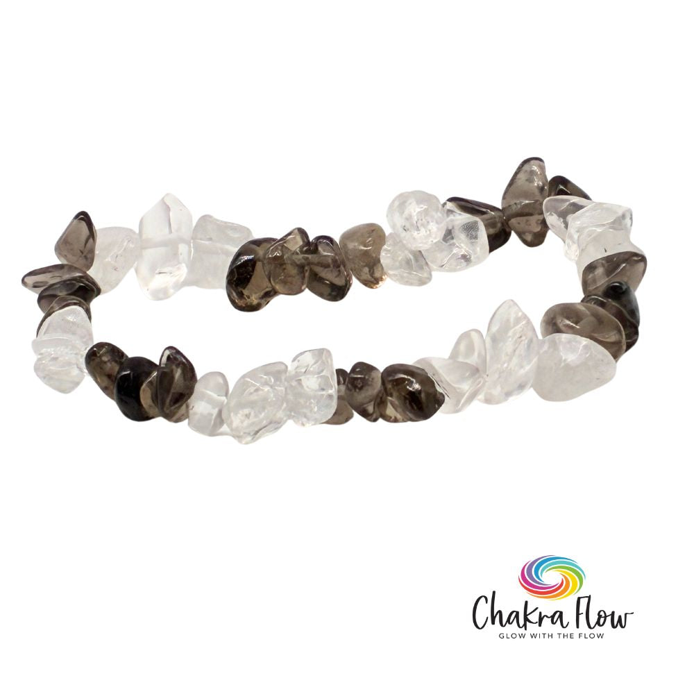 Smoky Quartz & Clear Quartz Chips Bracelet