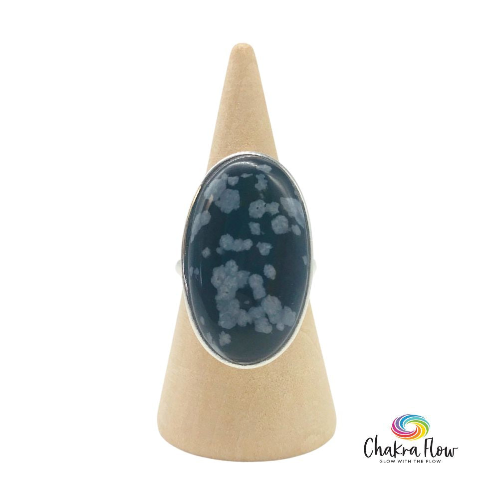 Snowflake Obsidian Sterling Silver Ring Size 6.5