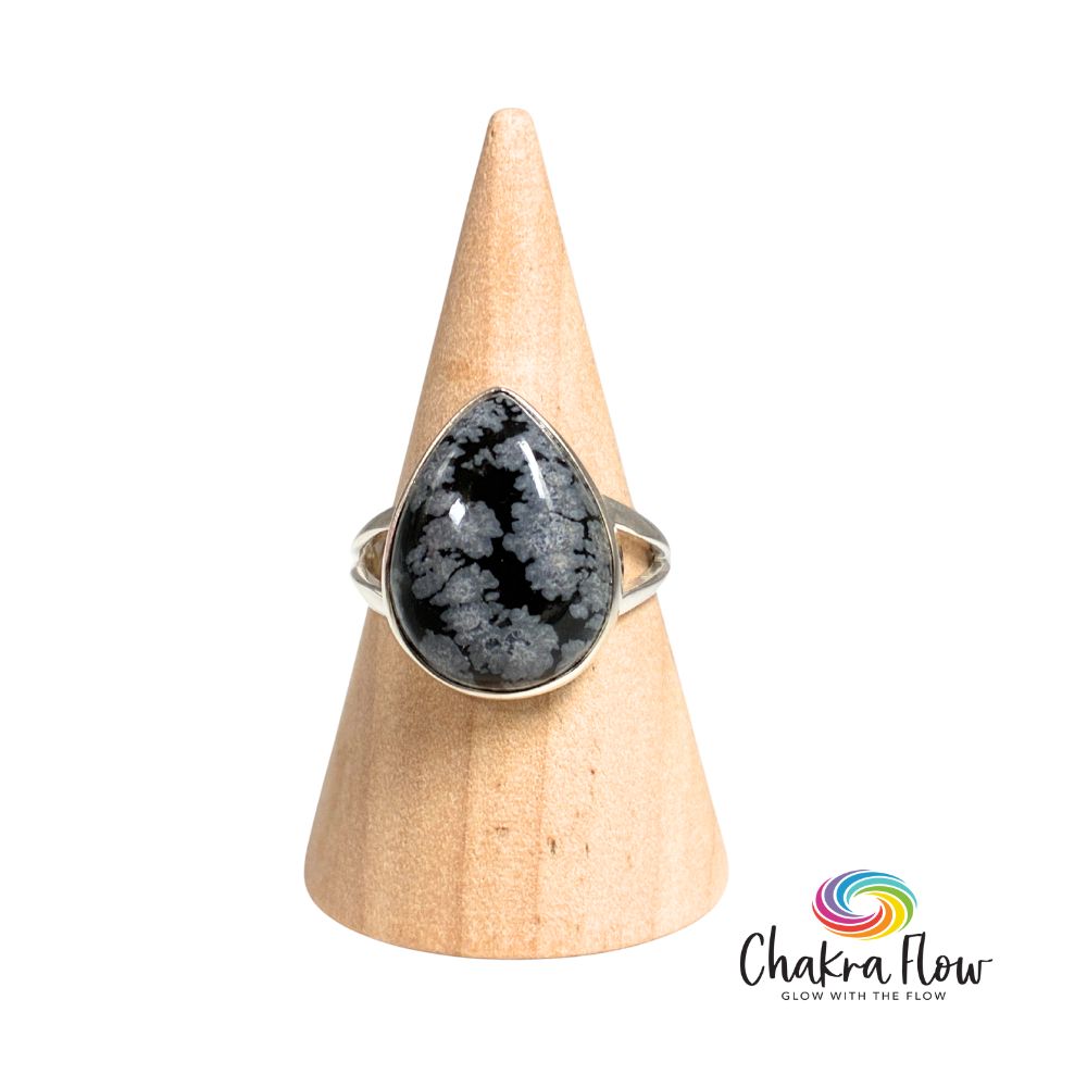 Snowflake Obsidian Sterling Silver Ring