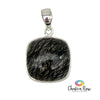 Square Tourmalinated Quartz Sterling Silver Pendant