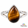 Tiger's Eye Teardrop Sterling Silver Ring