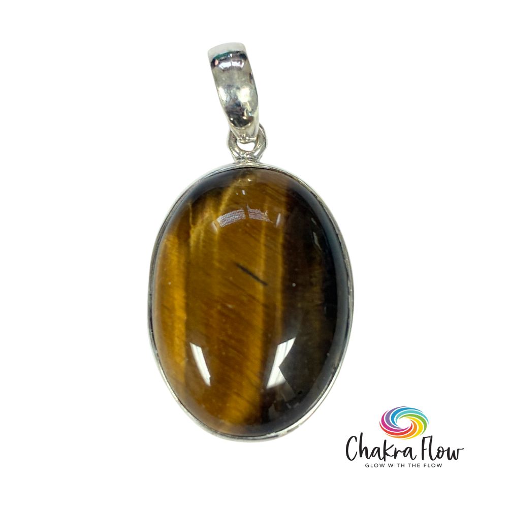 Tiger's Eye Oval Sterling Silver Pendant