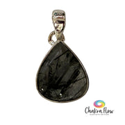 Tourmalinated Quartz Teardrop Sterling Silver Pendant