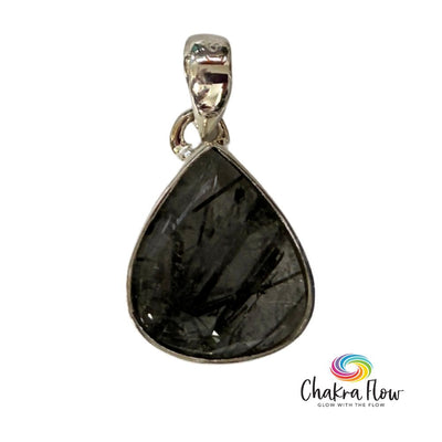 Tourmalinated Quartz Teardrop Sterling Silver Pendant