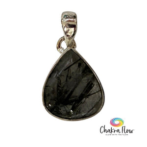 Tourmalinated Quartz Teardrop Sterling Silver Pendant