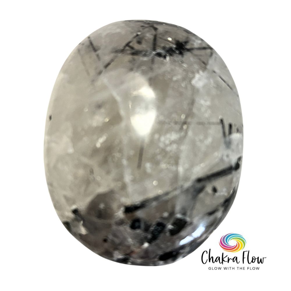 Tourmalinated Quartz Palm Stone