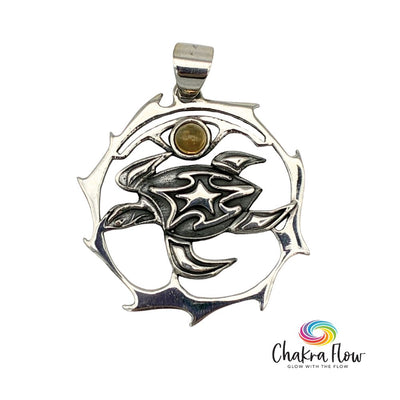 Turtle & Citrine Sterling Silver Pendant