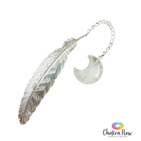 Bookmark Feather with Clear Quartz Moon