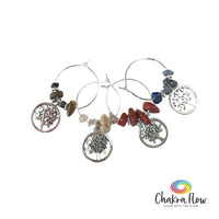 Wine Glass Charms - Tree of Life with Tiger's Eye, Jasper, Red Jasper & Lapis Lazuli Chips
