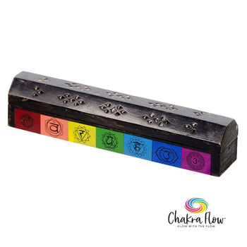 Wood Incense Box - Chakras