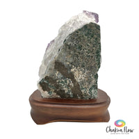 Amethyst Cluster on Wood Base Back View