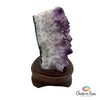Amethyst Cluster on Wood Base Side View