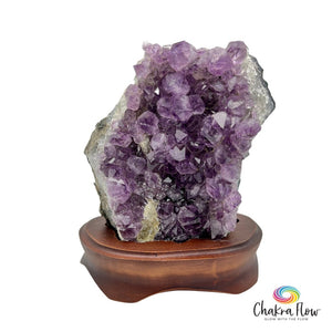 Amethyst Cluster on Wood Stand