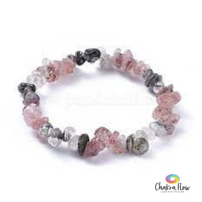 Tourmalinated and Strawberry Quartz Chips Bracelet