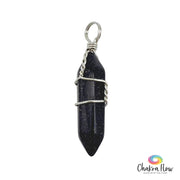 Blue Goldstone Double Terminated Wire Wrapped Pendant 