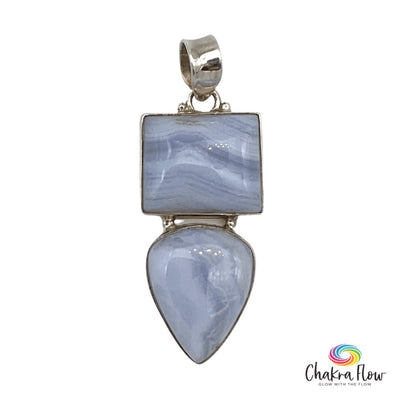 Blue Lace Agate Sterling Silver Pendant