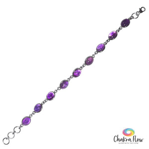 Cabochon Amethyst Sterling Silver Bracelet