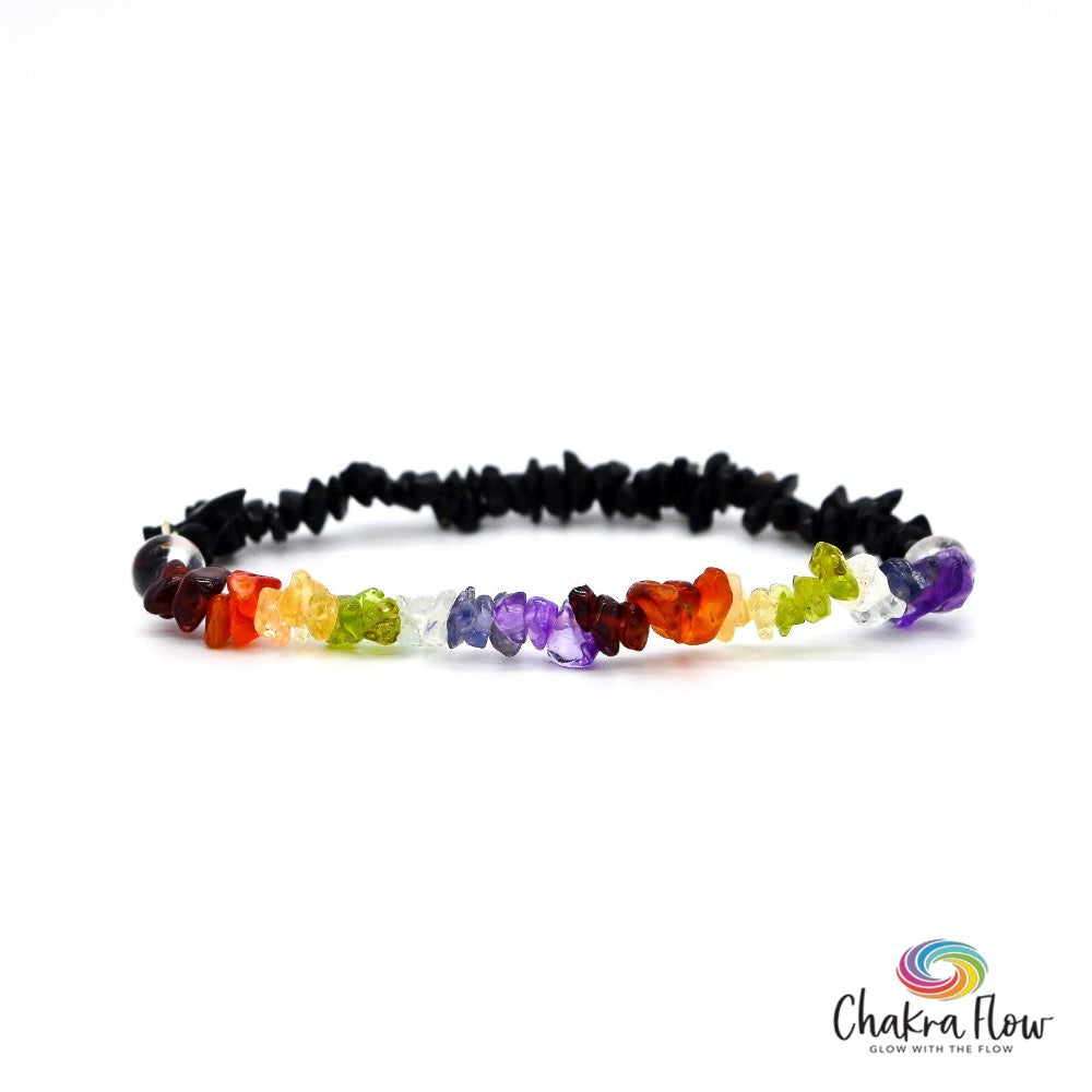 Chakra Obsidian Chips Bracelet