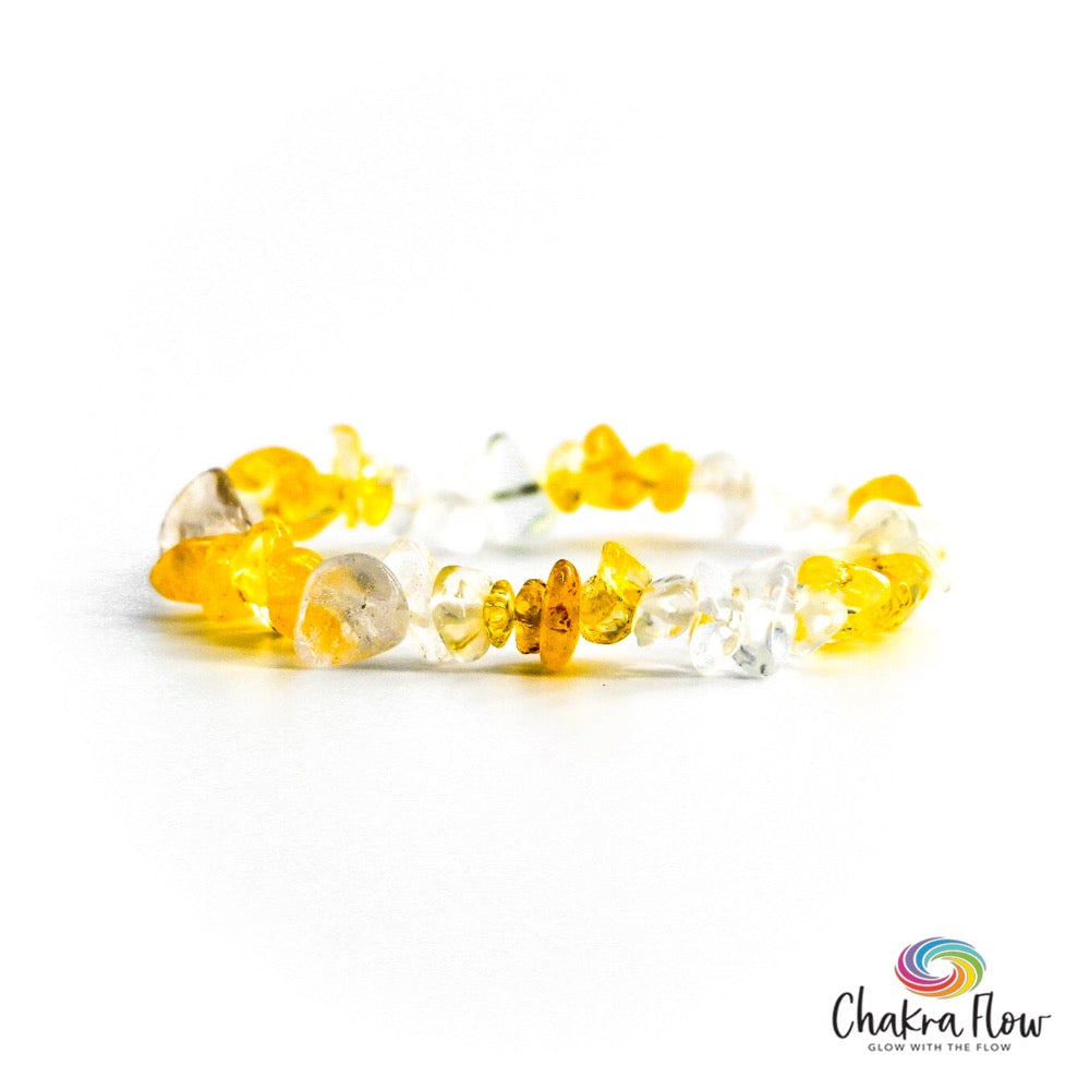 Citrine and Clear Quartz Chips Bracelet