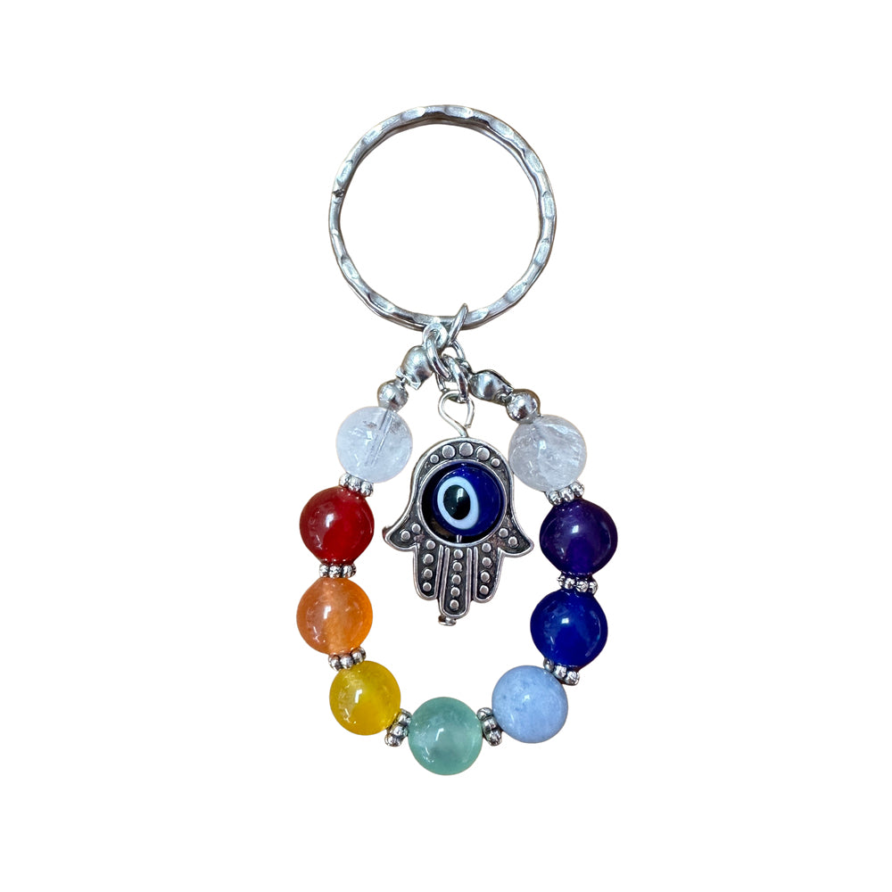 Evil Eye Hamsa Chakra Keychain
