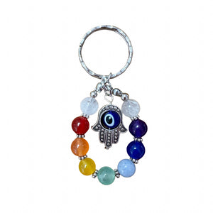Evil Eye Hamsa Chakra Keychain