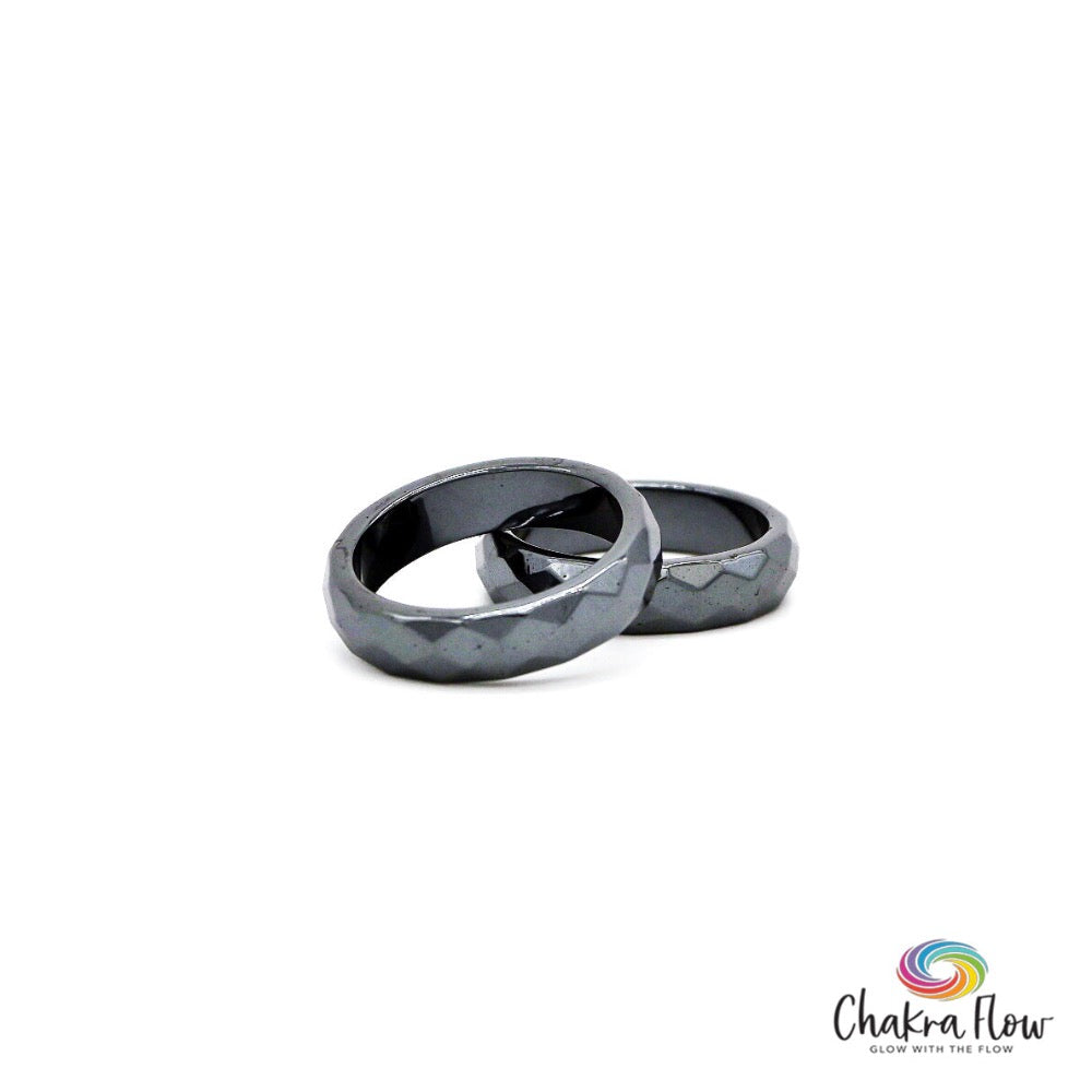 Faceted Hematite Ring Chakra Flow