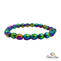 Faceted Rainbow Hematite Bracelet 8mm