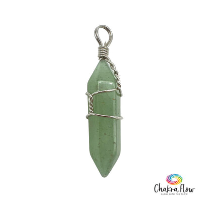Green Aventurine Double Terminated Wire Wrapped Pendant