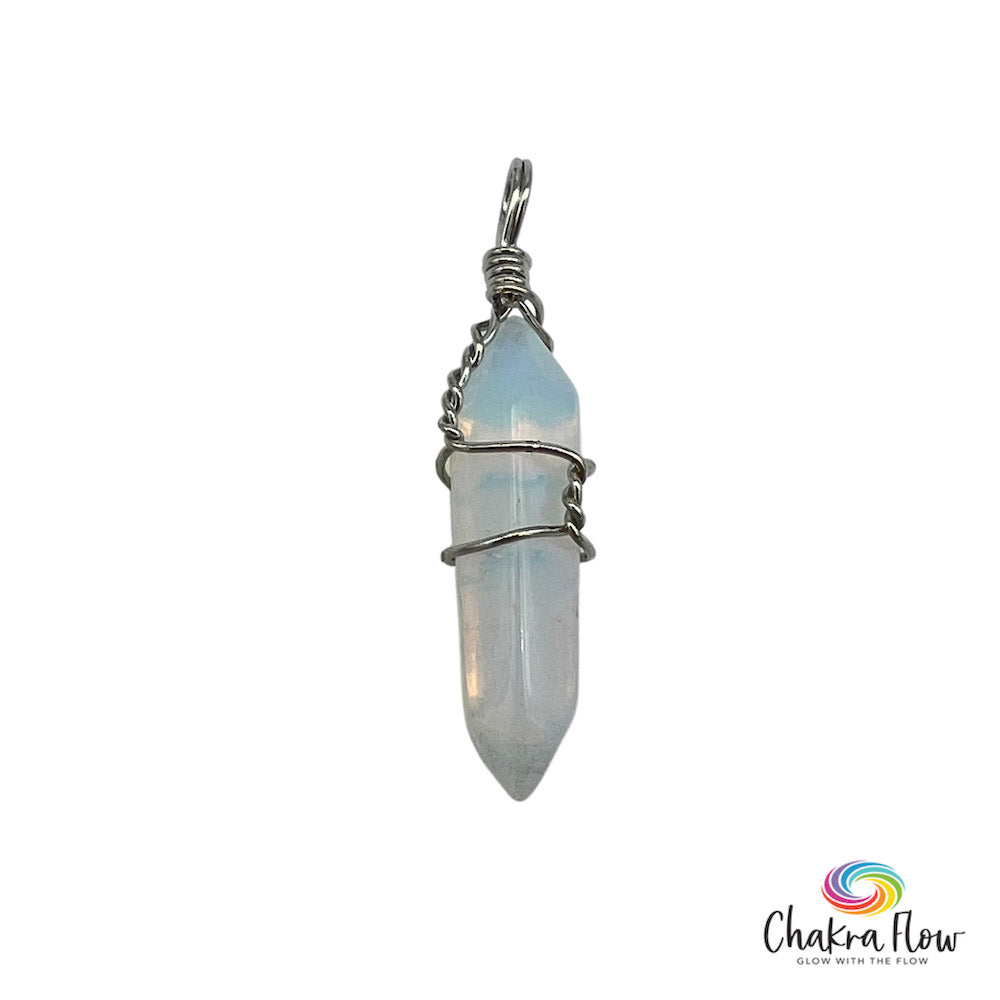 Opalite Double Terminated Wire Wrapped Pendant