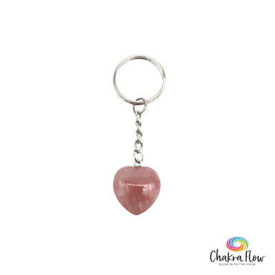 Rose Quartz Heart Keychain