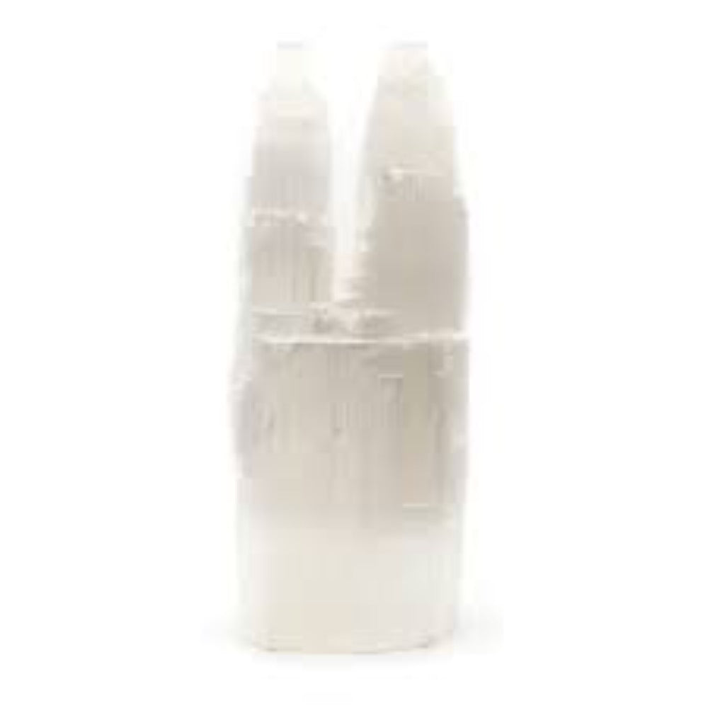 Selenite Double Tower Lamp