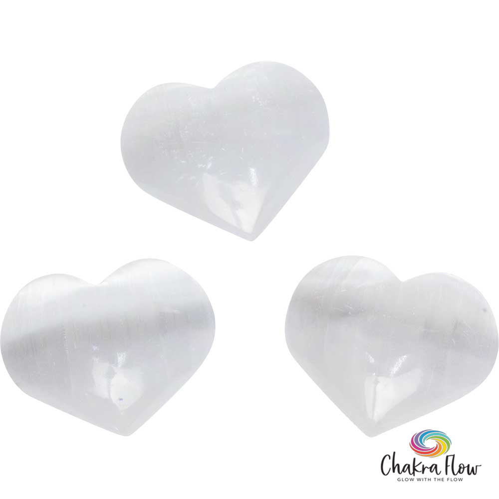 Selenite Hearts Palm Stone