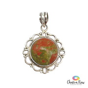 Unakite Sterling Silver Pendant