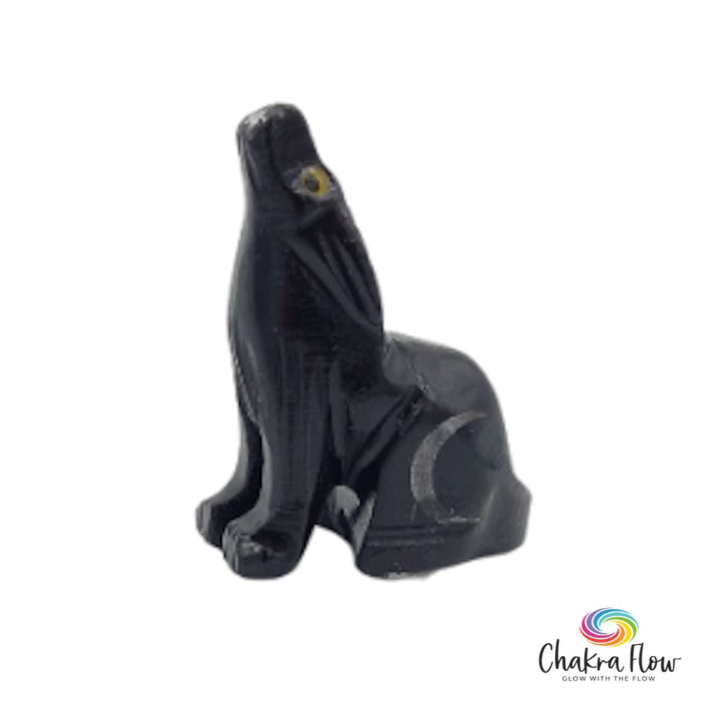 Black Onyx Wolf with Moon